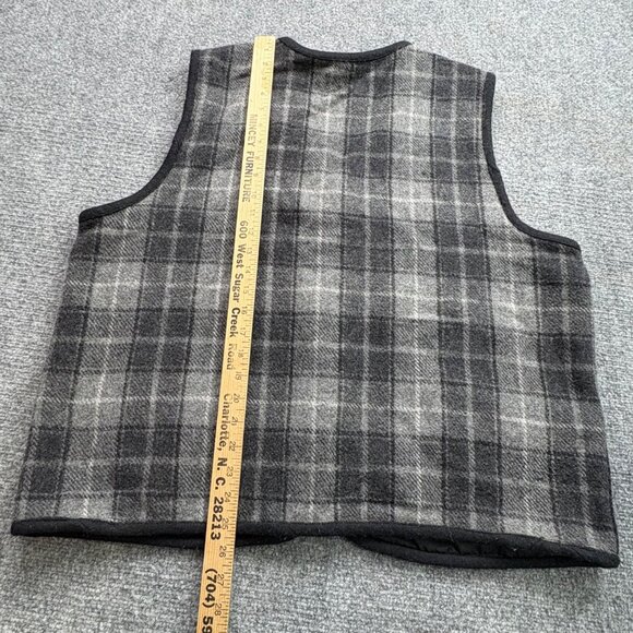 VTG Tantrums Vest Womens 2X Wool Blend Plaid‎ Leaf Embroidery & Pockets *Read - Picture 7 of 10